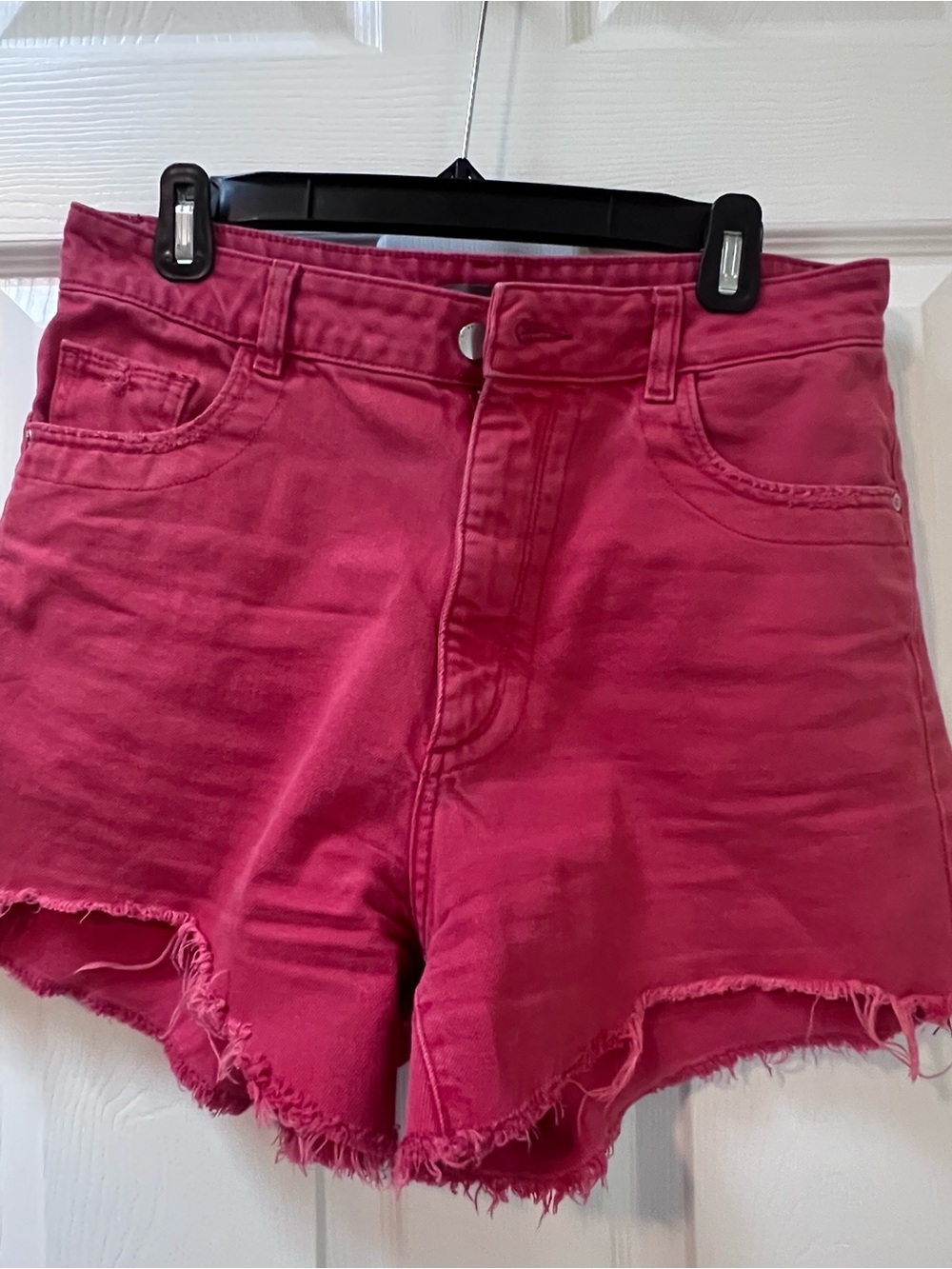 DL1961 Women's High Rise Cleo Cutoff Denim Shorts Red Size 29